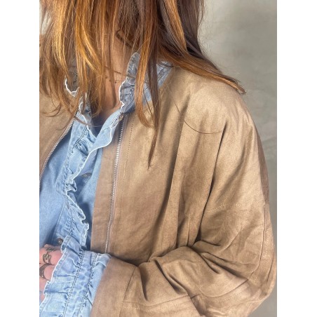 Veste effet daim camel