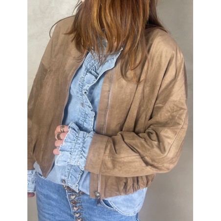 Veste effet daim camel