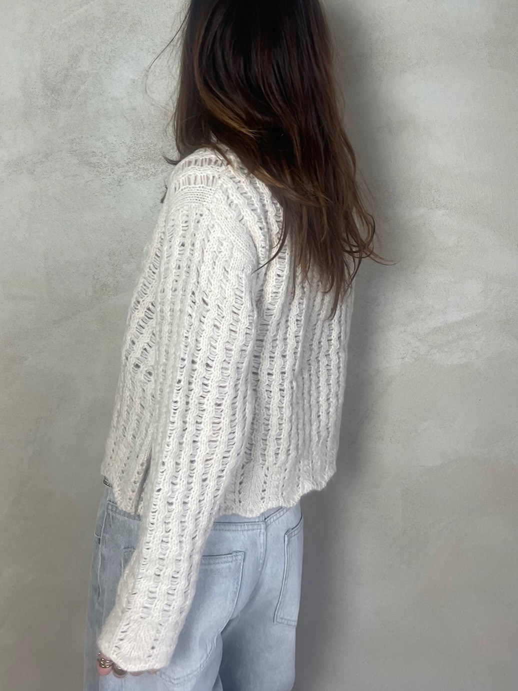 Pull beige maille chinée