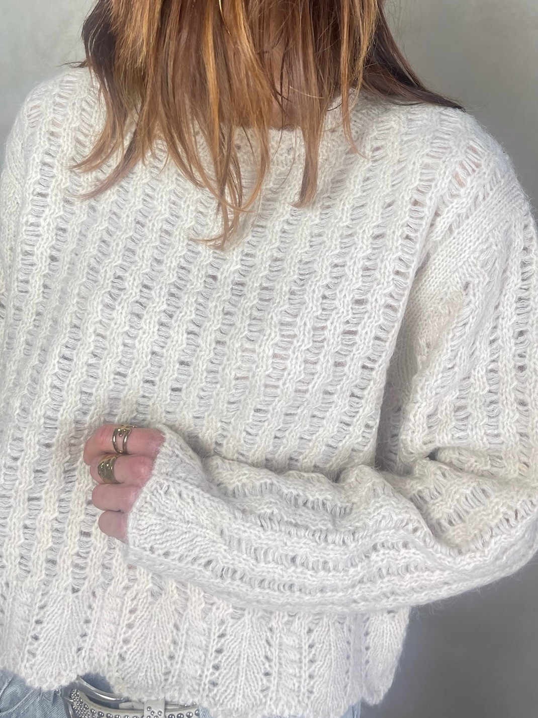 Pull beige maille chinée