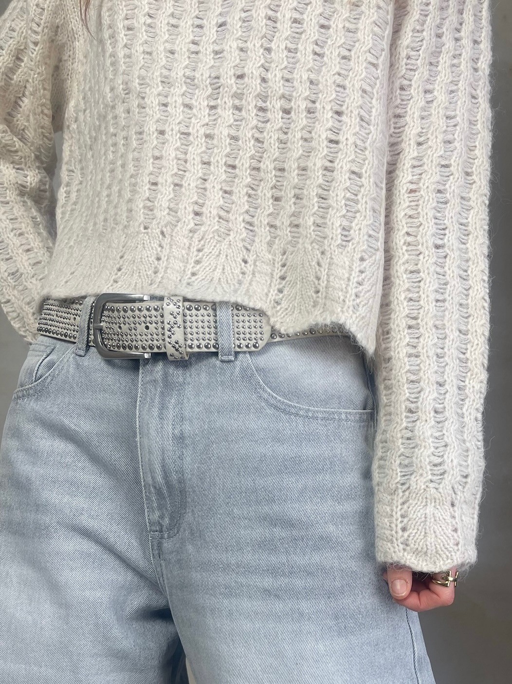 Pull beige maille chinée