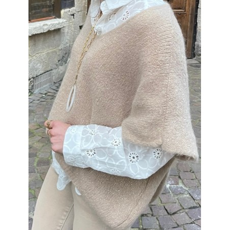 Pull manches courtes beige irisé