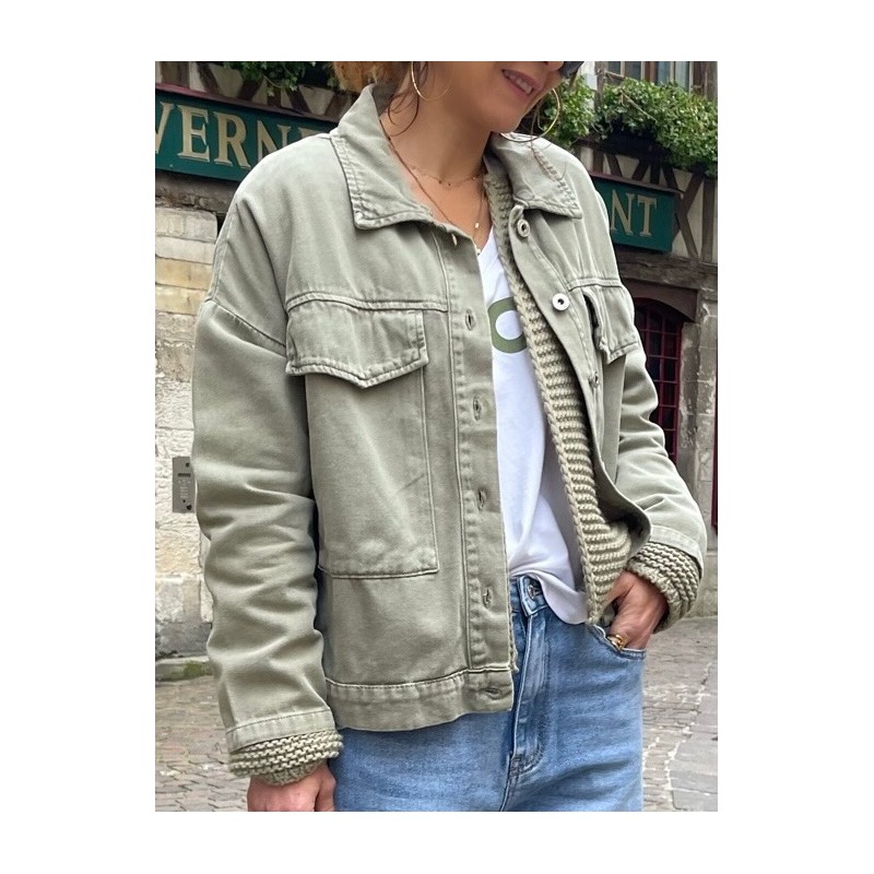 Veste denim kaki