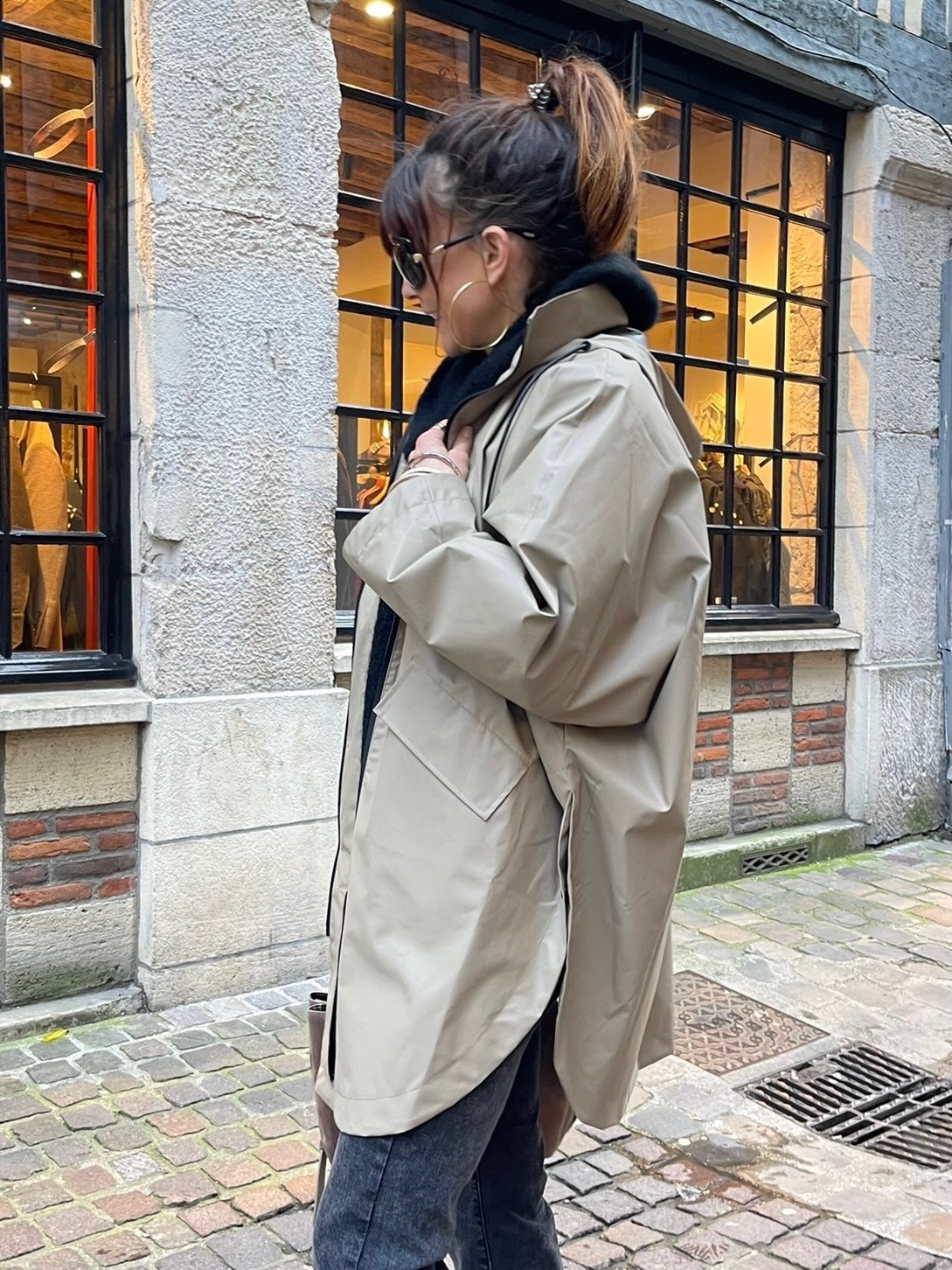 Veste coupe vent imperméable beige