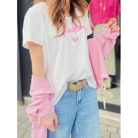 Sweat cordon coeur rose