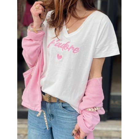 Sweat cordon coeur rose