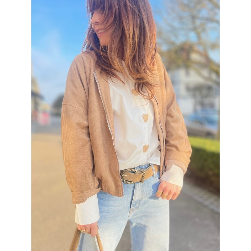 Veste effet daim camel