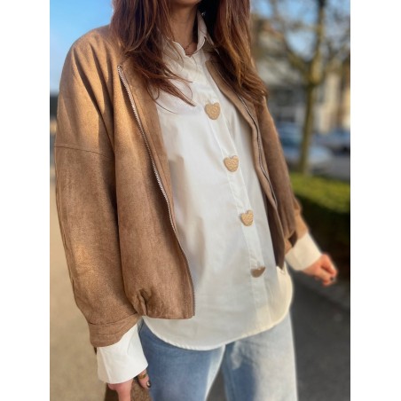 Veste effet daim camel