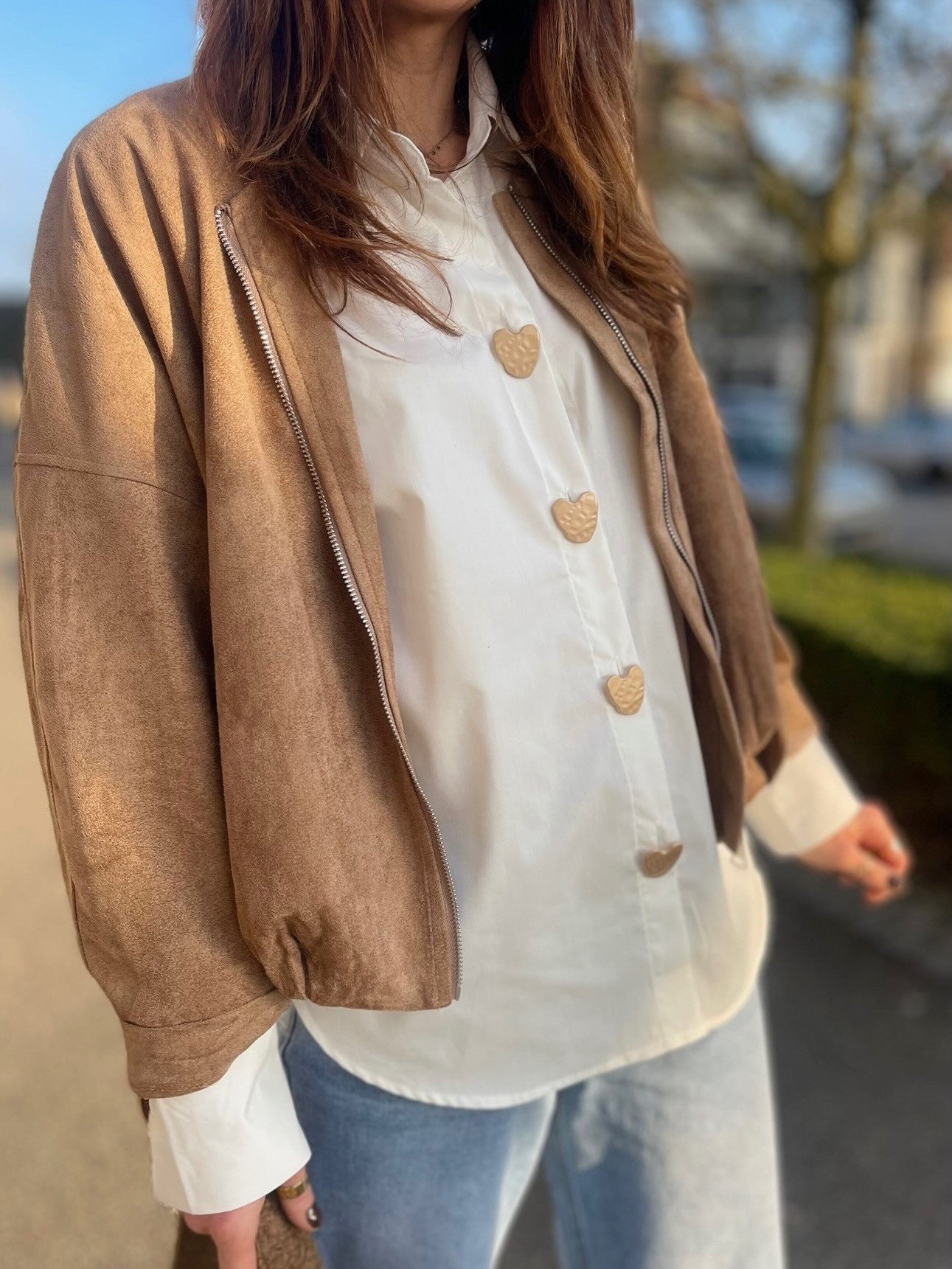 Veste effet daim camel