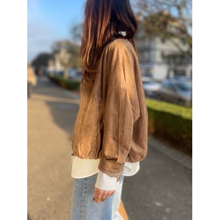 Veste effet daim camel