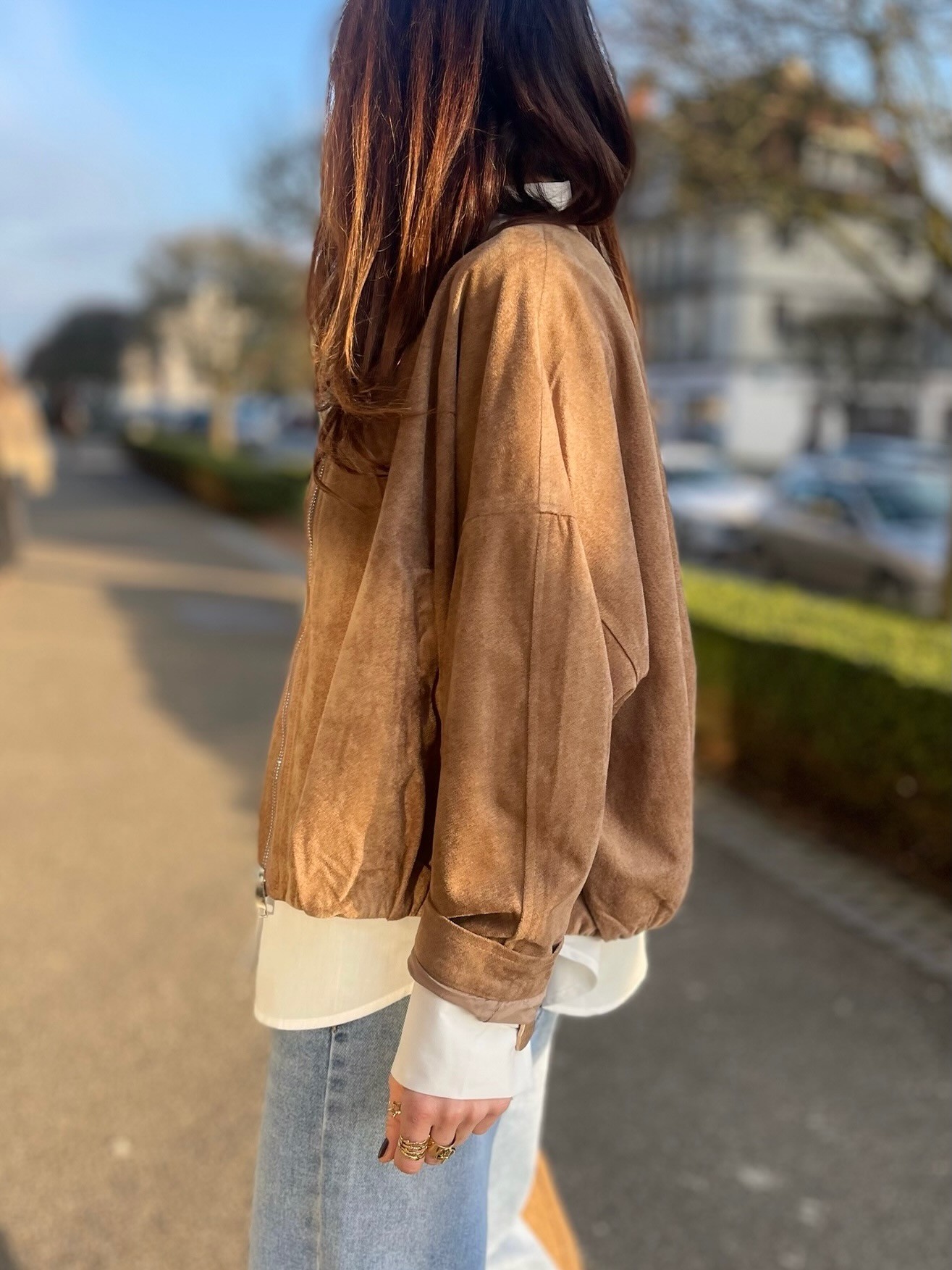 Veste effet daim camel