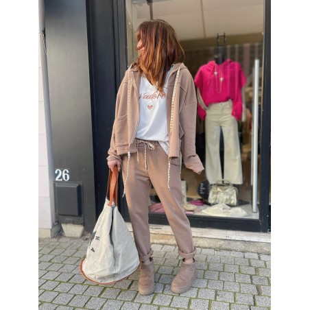 Top beige cerises