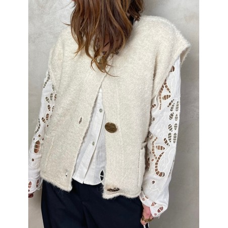 Gilet beige boutons gold