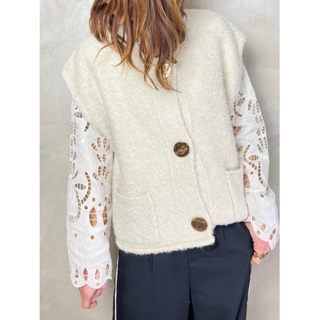 Gilet beige boutons gold