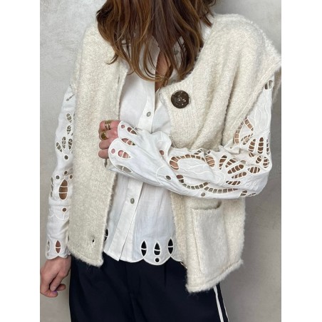 Gilet beige boutons gold