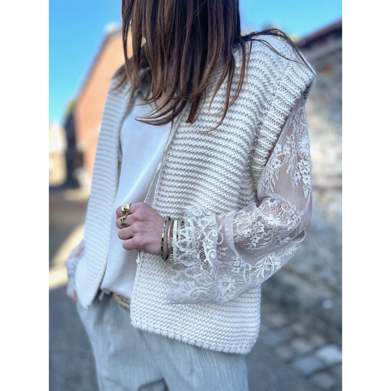 Gilet maille beige