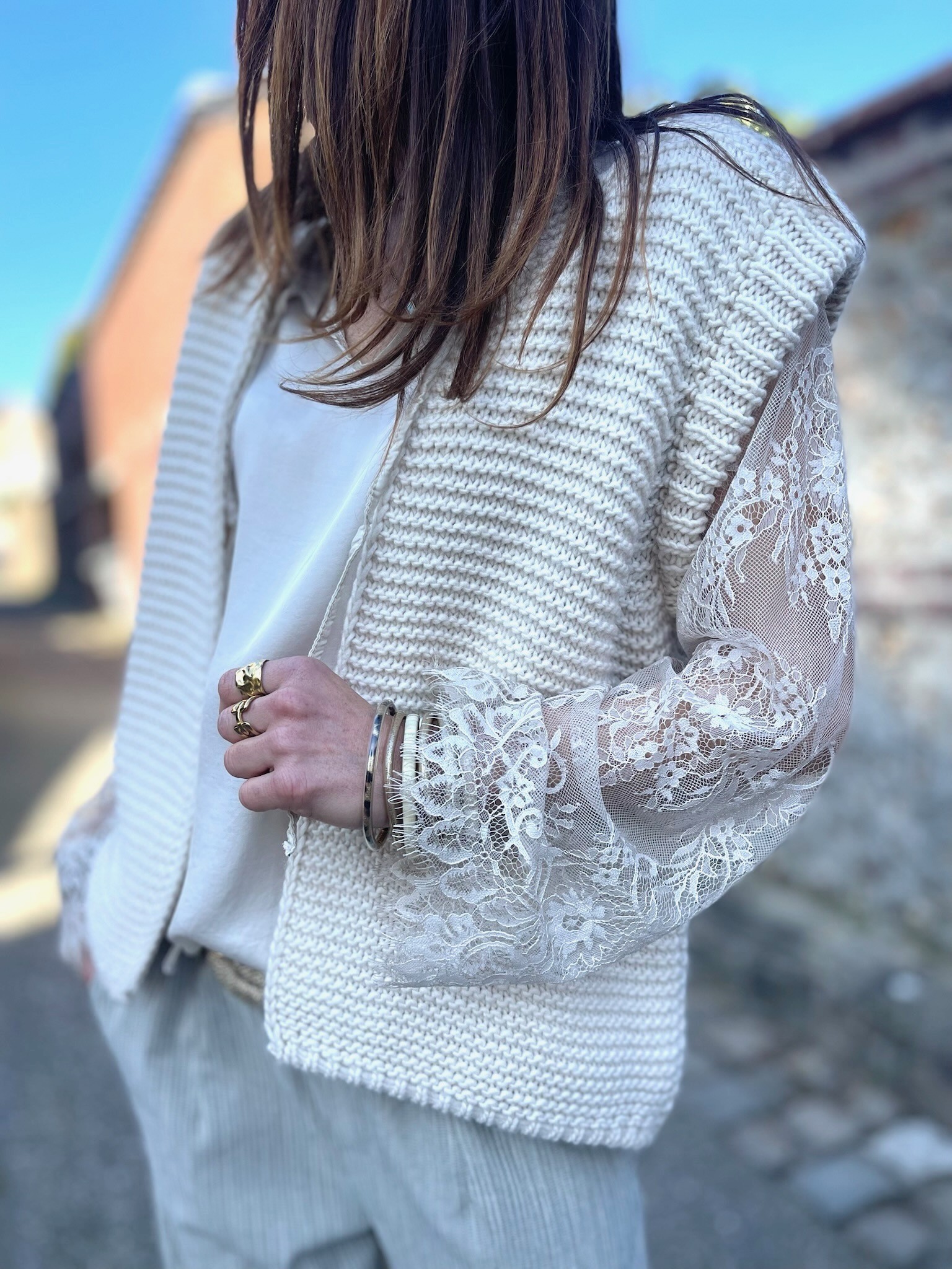 Gilet maille beige