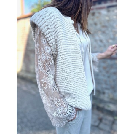 Gilet maille beige