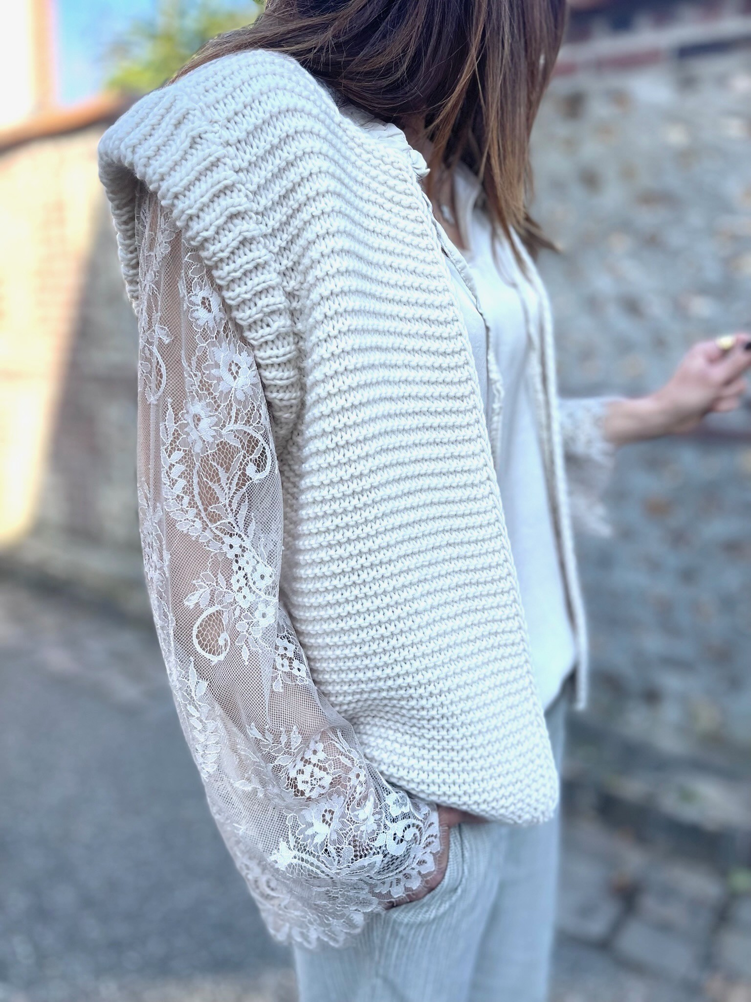 Gilet maille beige