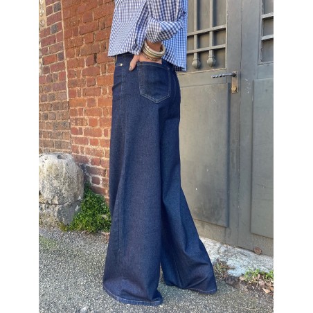 Jean denim brut maxi flare