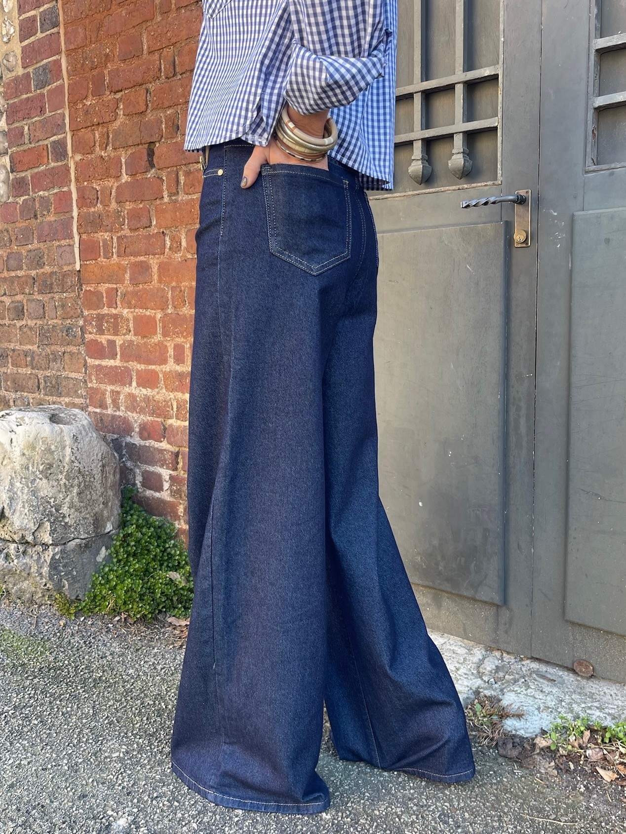 Jean denim brut maxi flare