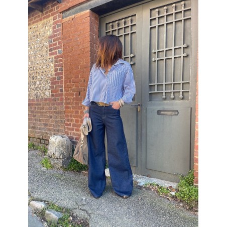 Jean denim brut maxi flare