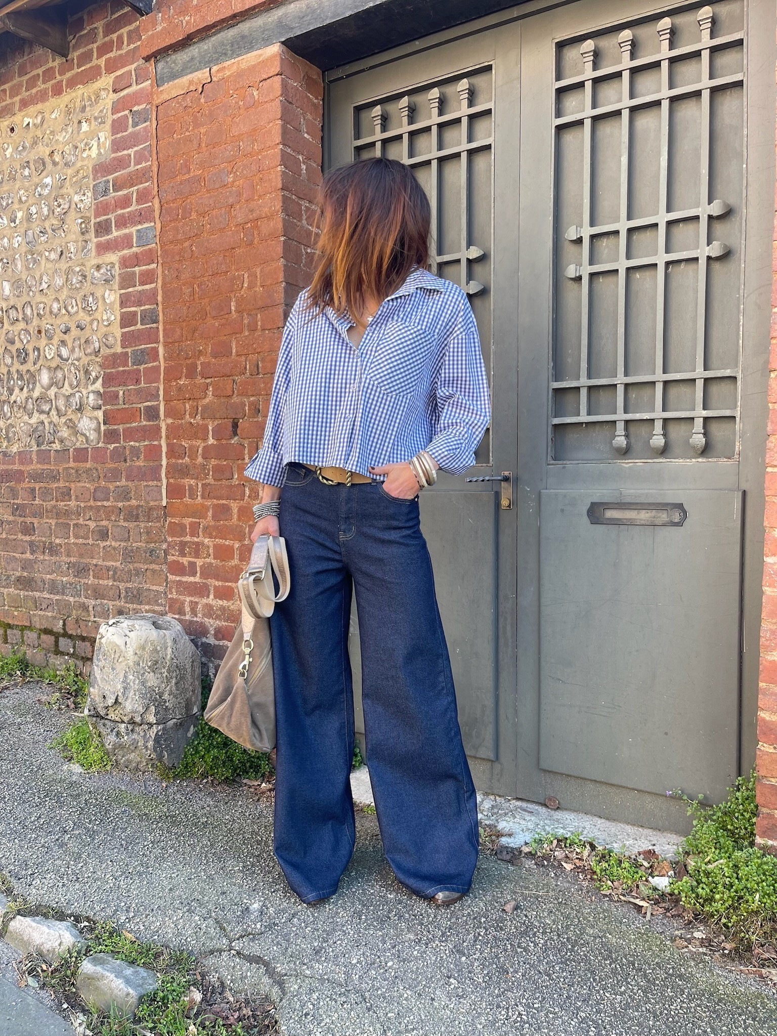 Jean denim brut maxi flare