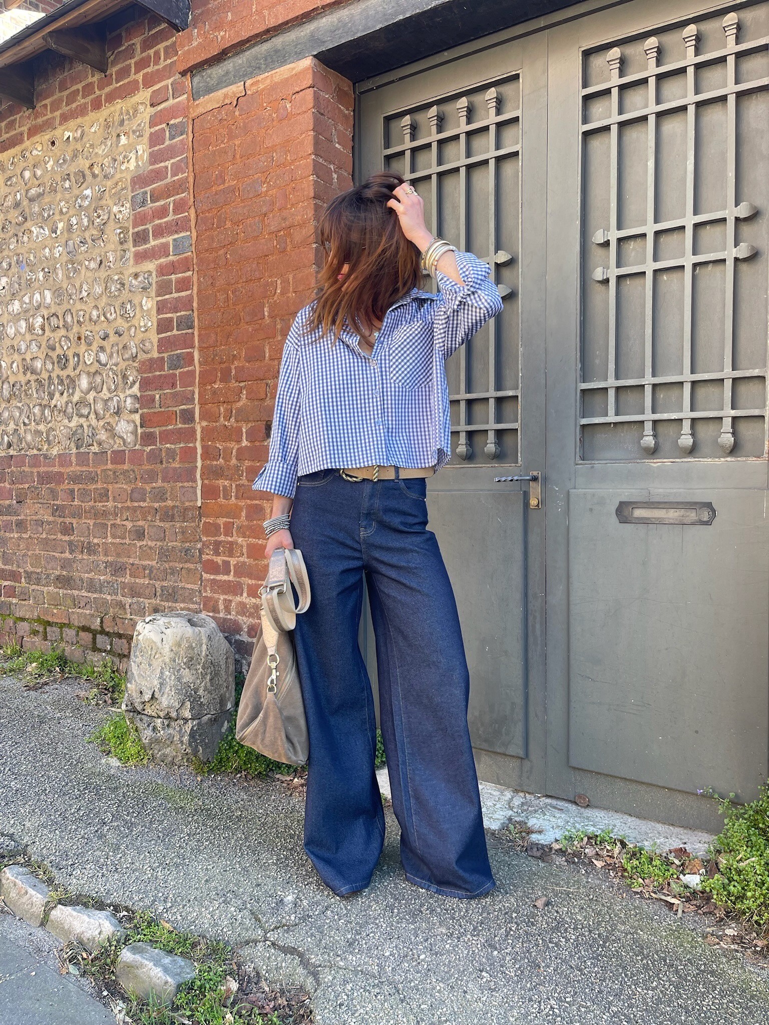 Jean denim brut maxi flare