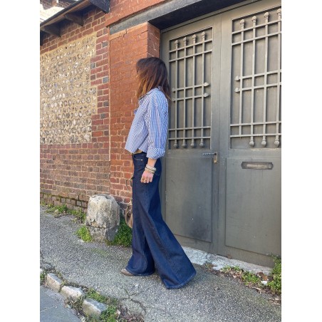 Jean denim brut maxi flare