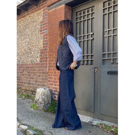 Jean denim brut maxi flare