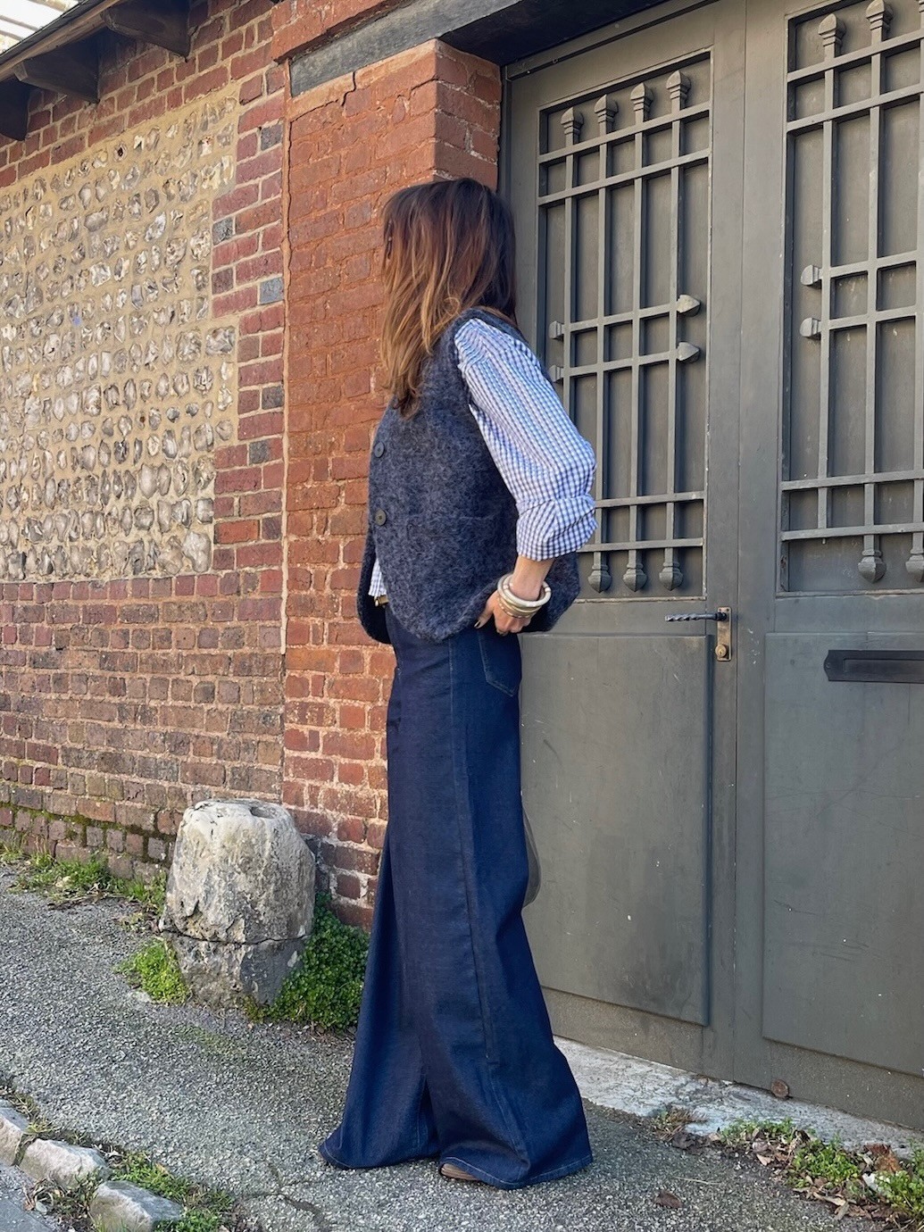 Jean denim brut maxi flare