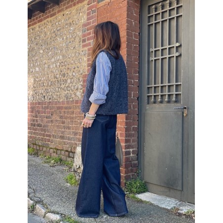 Jean denim brut maxi flare