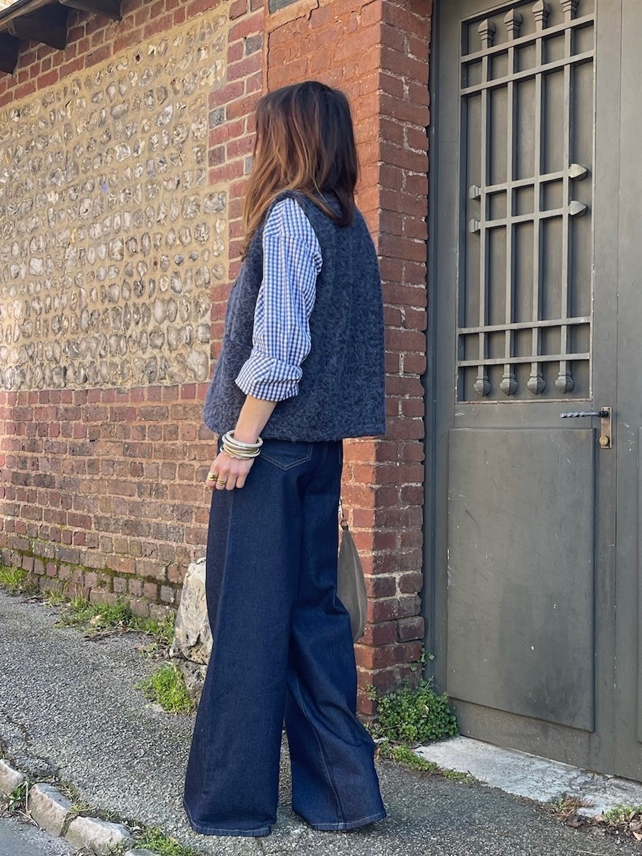 Jean denim brut maxi flare