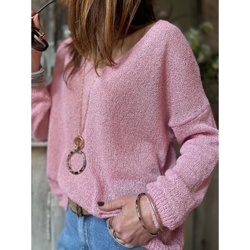 Pull maille rose