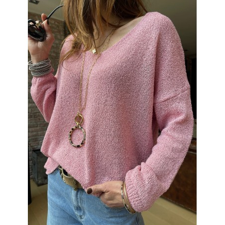 Pull maille rose