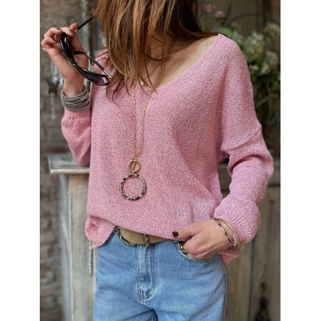 Pull maille rose