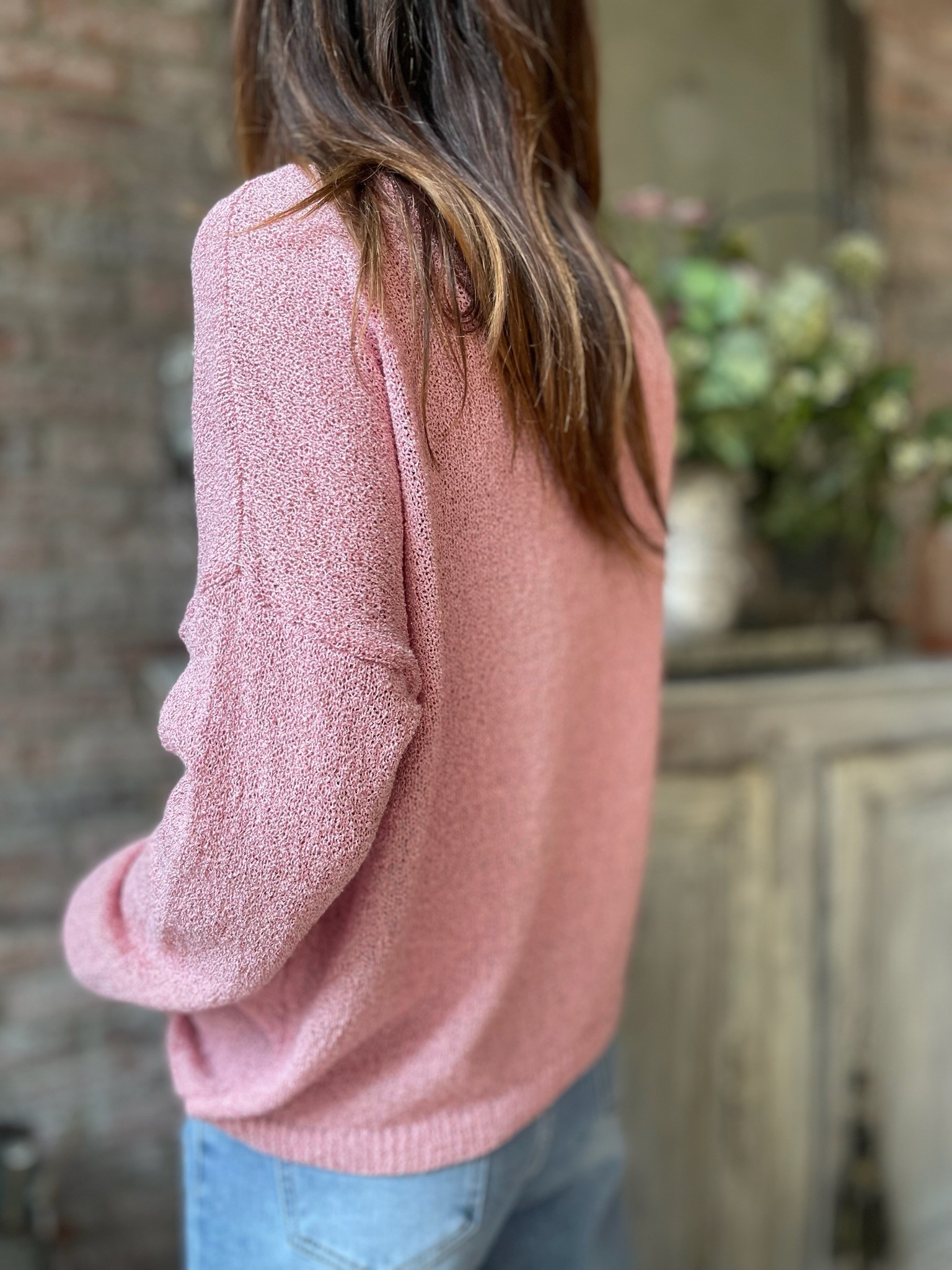 Pull maille rose