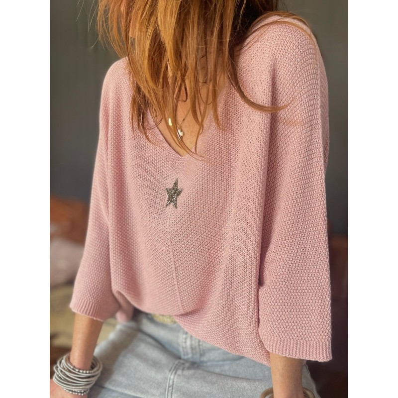 Pull maille rose