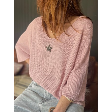 Pull maille rose