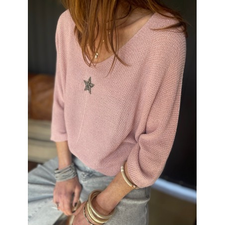 Pull maille rose