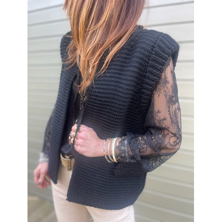 Gilet maille noir