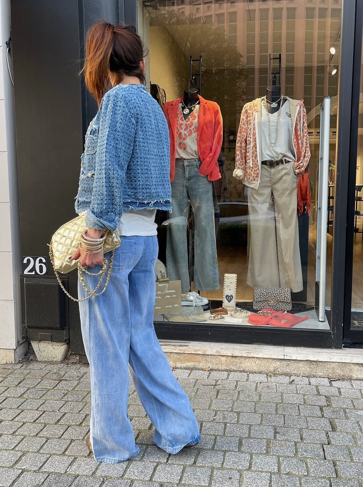 Flare denim poches plaquées